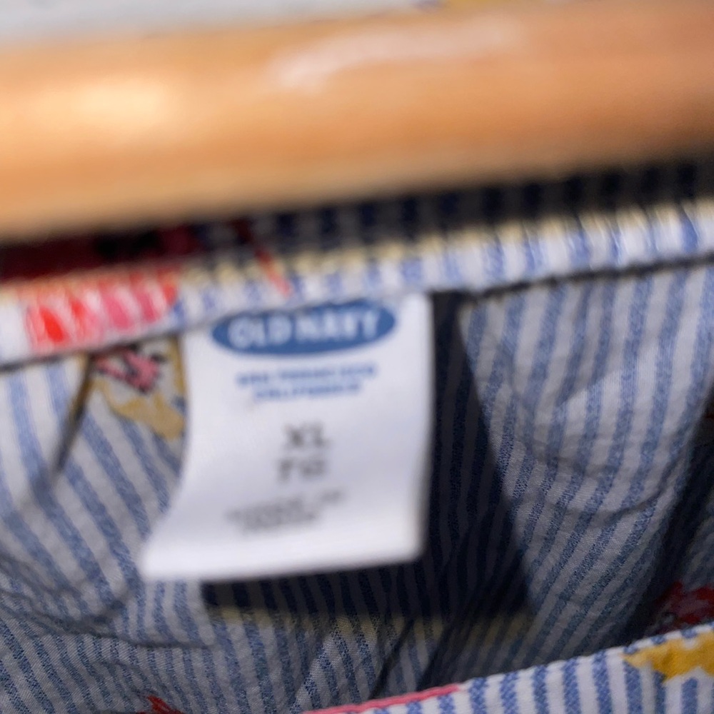 Old Navy Blue Striped Square-Neck Floral Blouse - Picture 3 of 4